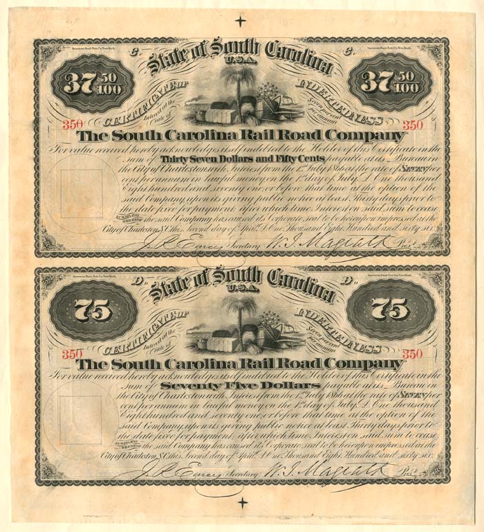 South Carolina Railroad Co. - Bond